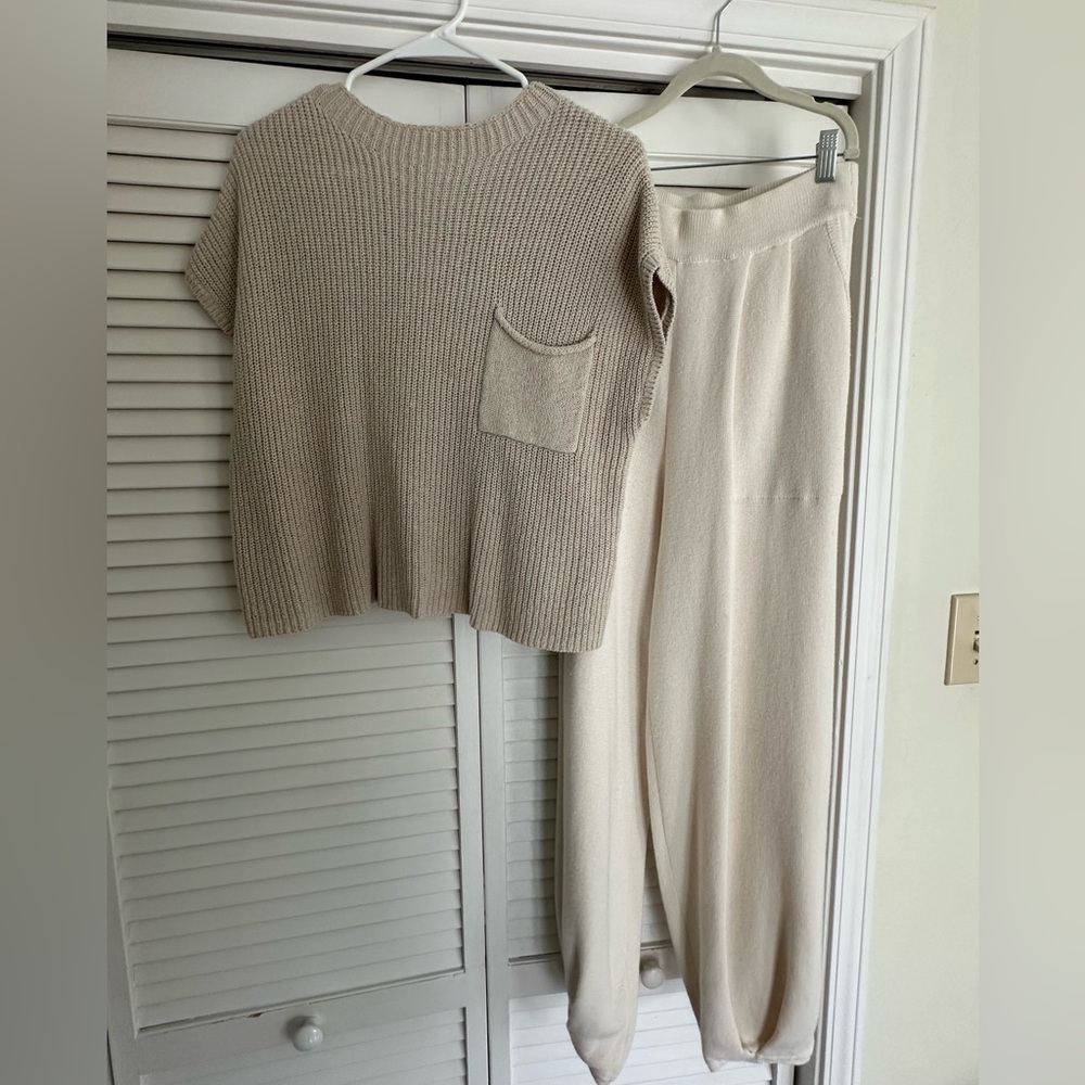 Free People Freya Sweater Set in Oatmeal Bone Combo